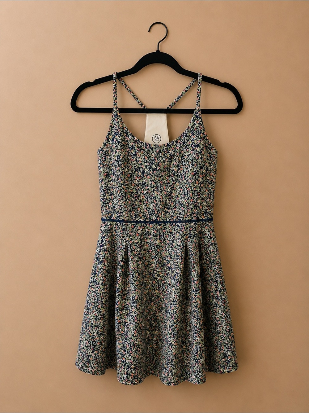 Sage Floral Spaghetti-Strap Mini Dress - Navy & Multi